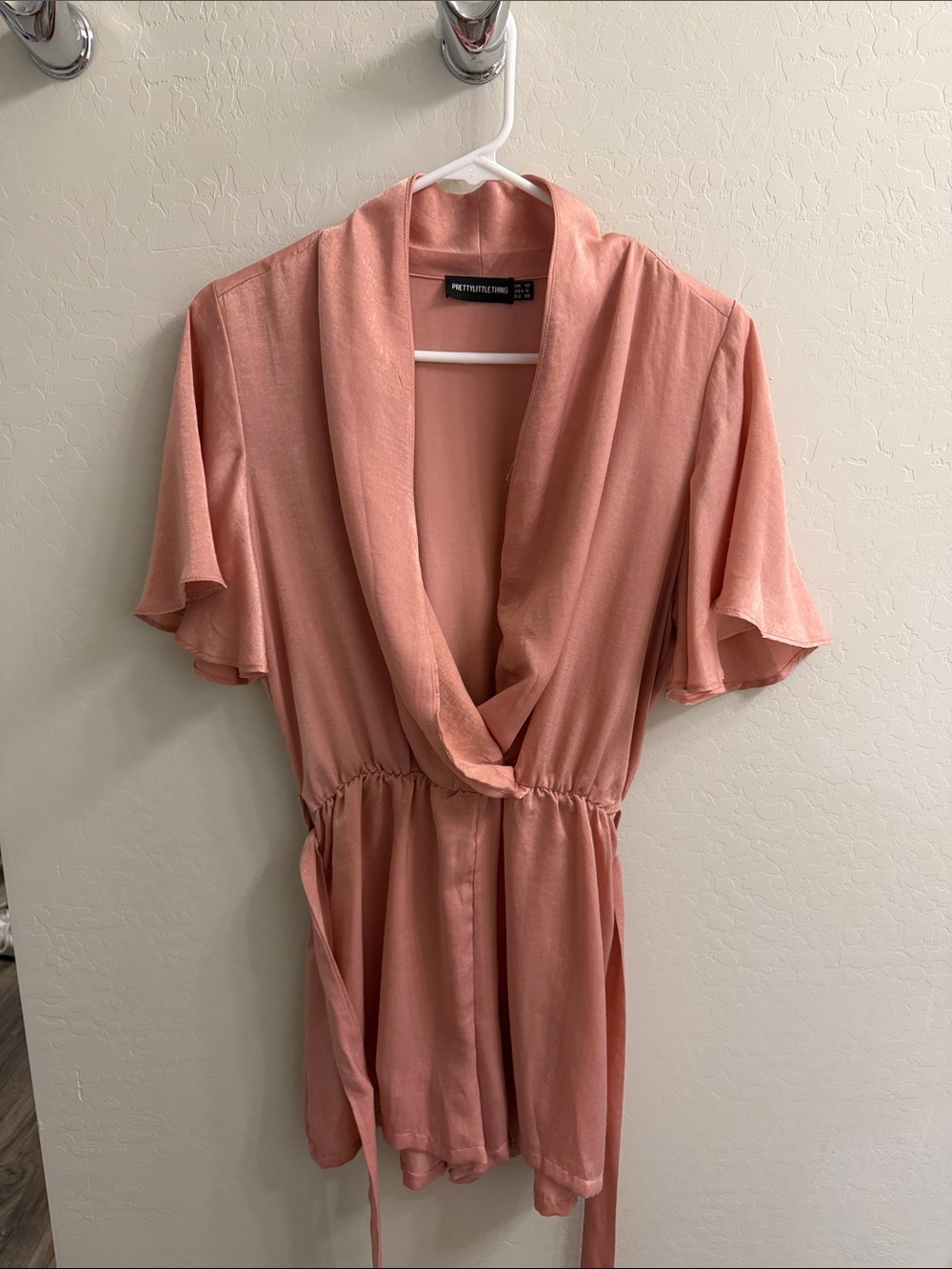PrettyLittleThing Rose Pink Wrap Romper